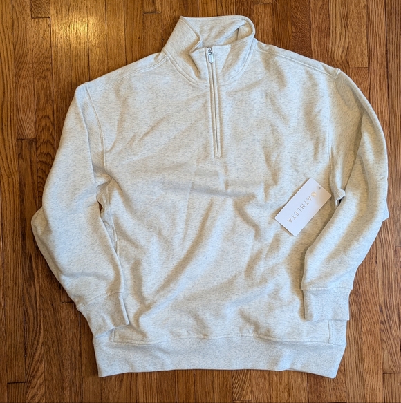Athleta Tops - NWT Athleta Light Gray Quarter-Zip Pullover Sweater